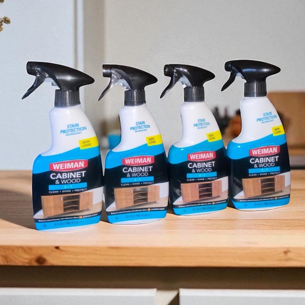 Weiman Wood Cleaner and Furniture Polish Spray - 16 Fluid Ounce Almond  Lot Of 4